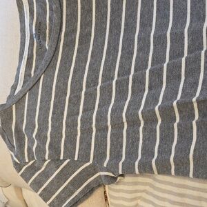 Liz Claiborne Gray Striped Short Sleeve Dress